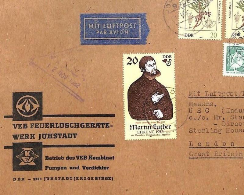 AI193 1982 East Germany DDR Commercial MARTIN LUTHER ISSUE Cover London