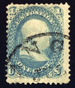 #63 1c Pale Blue 1861 Used Neat Circle Town Cancel