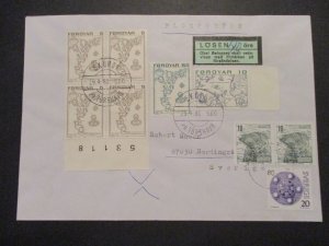 1980 Foroyar Islands Denmark to Sweden Stamps with Tab Multi Franking Cover