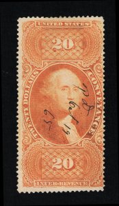 EXCELLENT GENUINE SCOTT R98c FINE 1862-71 ORANGE 1ST ISSUE REVENUE CONVEYANCE