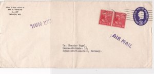 United States America 1957 Airmail Multiple Stamps Long Cover to Germany R 17949