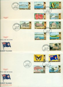 Gilbert Is 1976 Pictorials Inscribed The Gilbert Islands 3x FDC(XL)