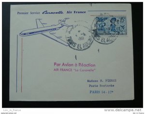 first flight cover Tunisia to Paris Caravelle Air France 1961