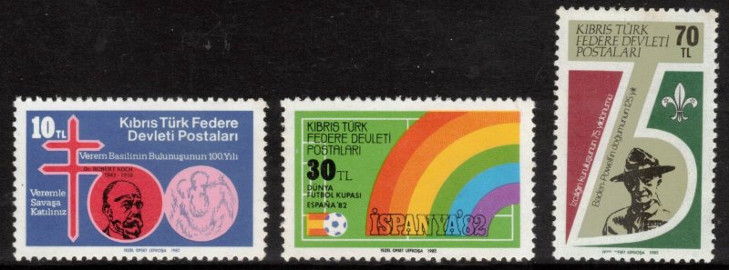 TURKISH CYPRUS 1982 Anniversaries; Scott 122-24, SG 129-31; MNH