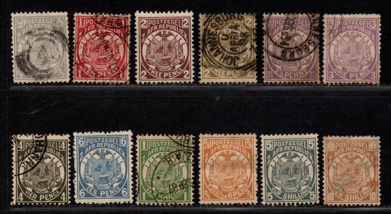 $Transvaal Sc#123-134 mint+used, F-VF, part set, Cv. $51.40