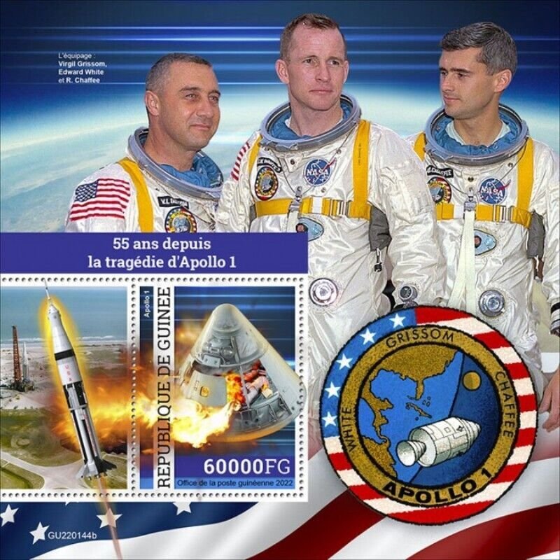 Guinea - 2022 Apollo 1 Tragedy Anniversary - Stamp Souvenir Sheet - GU220144b