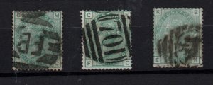 GB QV 1/- green SG150 Plates 10, 12 & 13 used WS31752