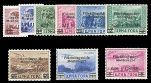 German WWII Occupation, Montenegro #Mi. 20-28 Cat€650, 1944 Surcharges, com...