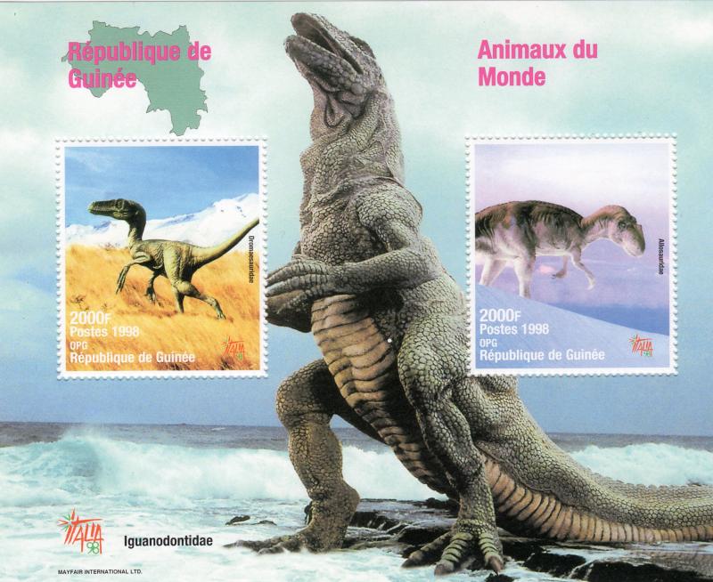 Guinea 1998 YT#Block134 Dinosaurs-Prehistoric Animals S/S Perforated MNH