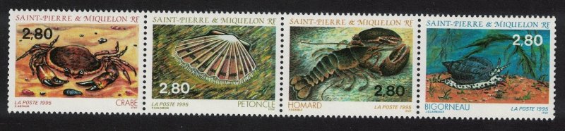 St. Pierre and Miquelon Crustaceans and Molluscs 4v Strip 1995 MNH SG#731-734