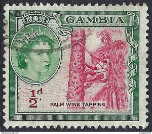 GAMBIA 1953 QEII ½d Carmine-Red & Blue Green SG171 FU