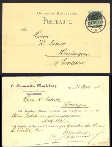 Germany Sc# 45 on postcard (a) Magdeburg>Horsingen 1894 4.25 Numeral