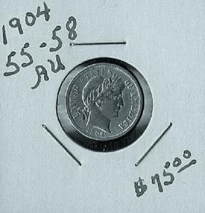 1904 AU Barber Dime, High Grade