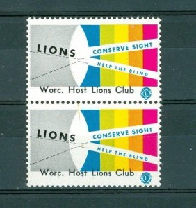 Great Britan. Pair Poster Stamp.Mnh. Lions Club Internat.. Worc.Conserve Sight