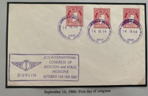 1964 Dublin Ireland Airmail First Day Cover Aviation & Space Medicine Congress