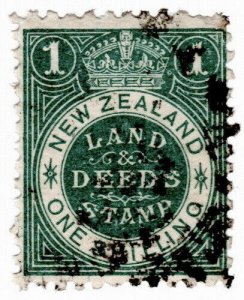 (I.B) New Zealand Revenue : Land & Deeds 1/- (small format)