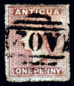 ANTIGUA Queen Victoria 1864 1d. Dull Rose Perf 14 Wmk Small Star SG 6 VFU