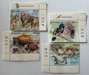 Malaysia 2022 Fauna - Endangered Wildlife Set of 4V margin plate 1A MNH