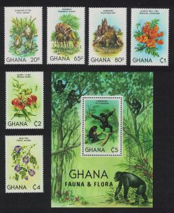 Ghana Wild Animals Flora Fauna 6v+MS 1982 MNH SG#979-MS985 MI#921-926+Block 94