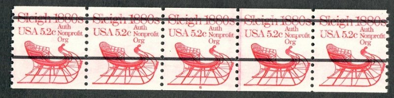 #1900a Sleigh #6 MNH plate number coil PNC5