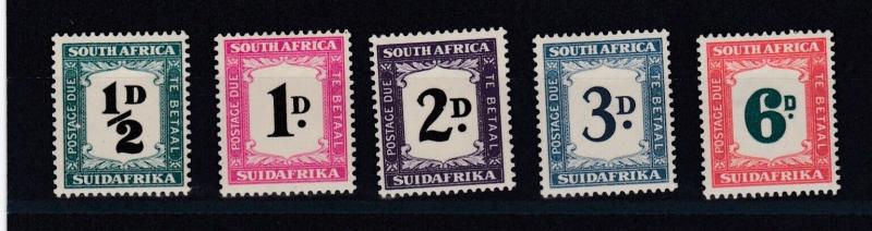 SOUTH AFRICA  1948 - 49 S G D34 - D38  POSTAGE DUE SET 5 M H CAT £80