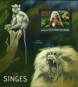Monkeys Stamp Erythrocebus Patas Papio Hamadryas S/S MNH #4404 / Bl.1093
