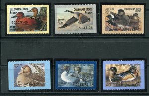 California 20-25 Waterfowl State Duck Hunting Stamps MNH