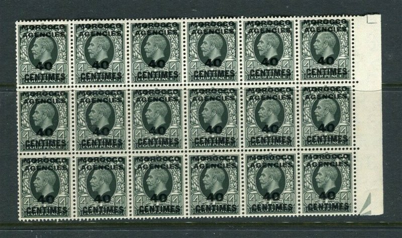 MOROCCO AGENCIES; 1936 early GV surcharged MINT MNH BLOCK, 40c. 