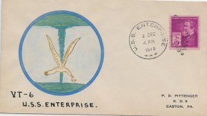 1940 VT-3, USS Enterprises CVA-6 to Easton, Pa Hand Painted cachet (N8053)