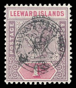 Leeward Island 1897 QV 'Diamond Jubilee' 1d error OVERPRINT DOUBLE mlh. SG 10a.