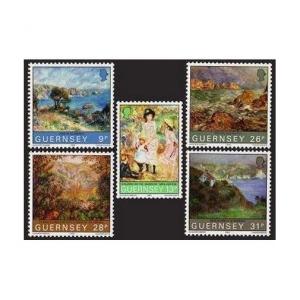 Guernsey 264-268,MNH.Michel 269-273. Renoir's Visit-100,1983.Paintings.