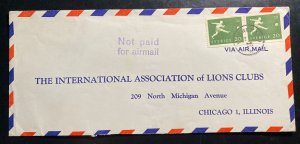 1950s Sweden Airmail Cover To International lions Club Chicago IL USA