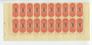 Hawaii R15 Revenue Mint Margin Block of 20 Stamps NH **SHOW PIECE**