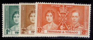 TRINIDAD & TOBAGO GVI SG243-245, 1937 CORONATION set, M MINT.