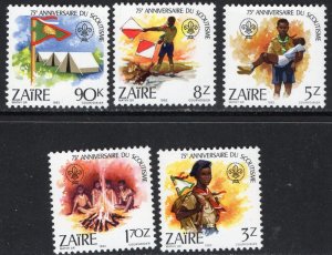 Thematic stamps ZAIRE 1982 SCOUTS sg.1127/31 mint