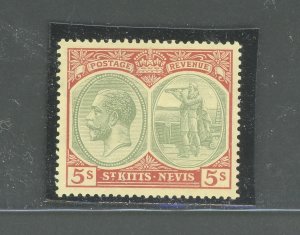 1921-29 ST. KITTS NEVIS, Stanley Gibbons n. 47c - 5s. green and red - MNH**