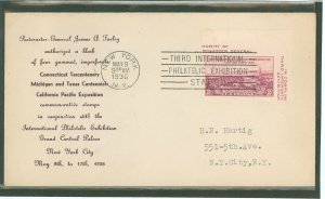 US 778b 1936 TIPEX 3c imperf single (Cali International Expo) on an addressed (typed) FDC with a cachet by an unknown publisher