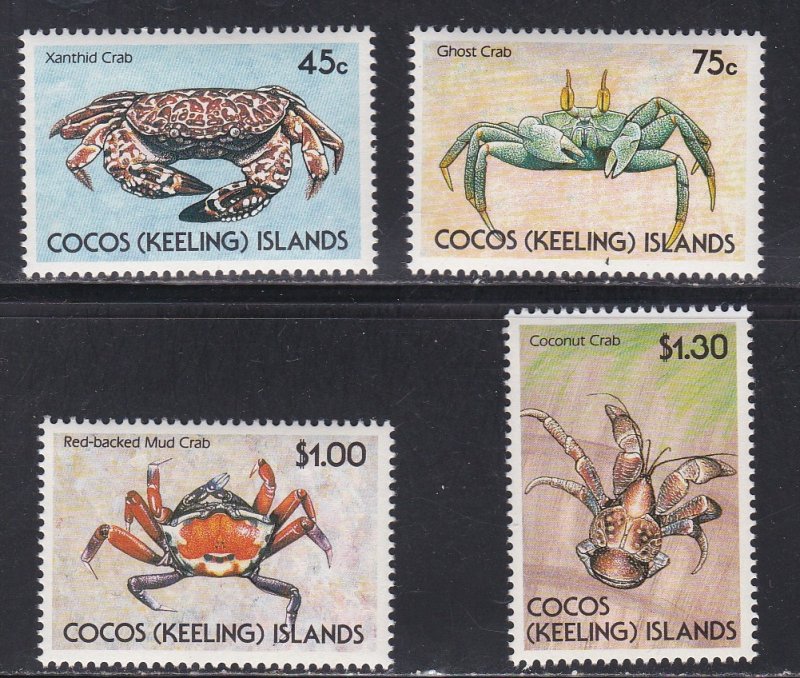 Cocos Islands # 212-215, Crabs, NH, 1/2 Cat.