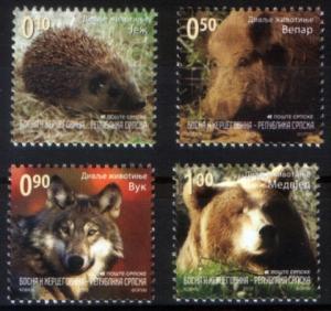 Bosnia Serbia 2010 Animals Fauna Hedgehog Bear Wolf Boar definitive set MNH