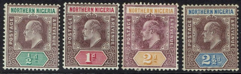 NORTHERN NIGERIA 1905 KEVII 1/2D 1D 2D AND 21/2D WMK MULTI CROWN CA