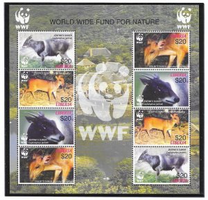 LIBERIA SC 2370 NH 2 MINISHEET of 2005  - WWF - ANIMALS