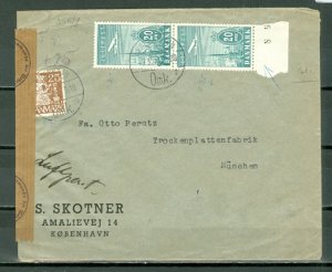 DENMARK 1941 AIR #C8x2 on SCARCE NAZI CENSORED AIR COVER to GERMANY