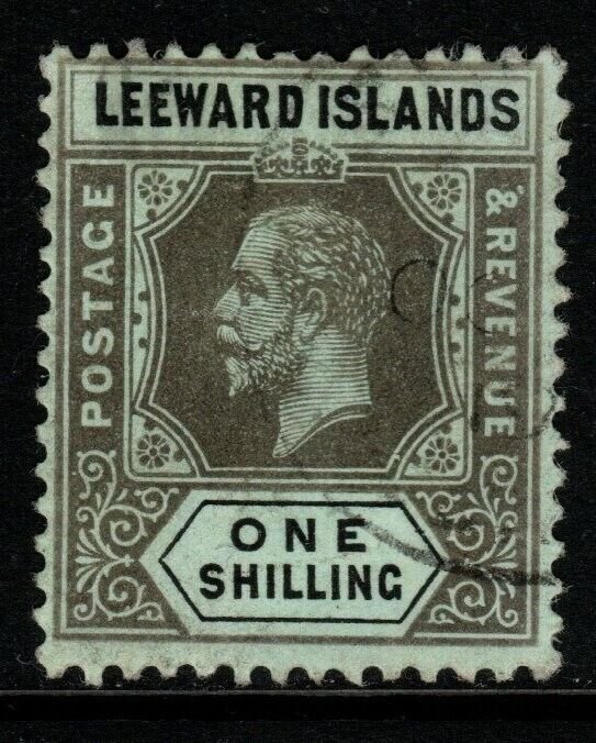 LEEWARD ISLANDS SG54b 1917 1/= BLACK/BLUE-GREEN, OLIVE BACK FINE USED