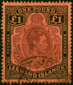 Leeward Islands 1945 £1 Brown-Purple & Black-Salmon SG114b Fine Used