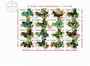 Guyana 1992 Sc 2604 RED overprint sheet of 16 FDC