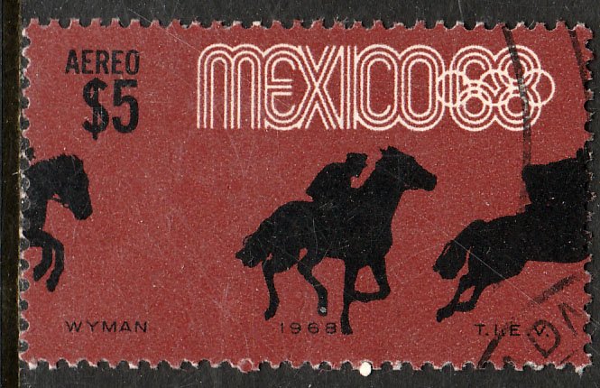 MEXICO C338, $5P Equestrian 4th Pre-Olympic Set USED. F-VF. (1229)