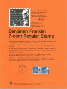 US SP299 Benjamin Franklin Souvenir Page #1393D