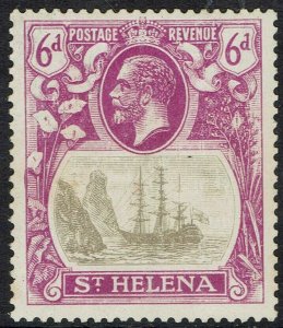 ST HELENA 1922 KGV SHIP 6D BROKEN MAINMAST VARIETY 