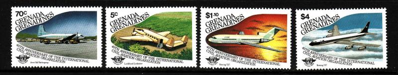Grenada Grenadines-Sc#652-5-unused NH set-Planes-Civil Aviation-1985-