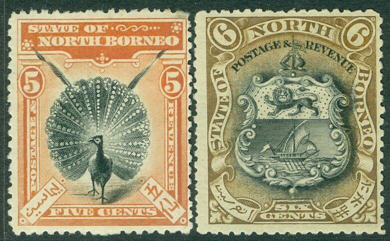 EDW1949SELL : NORTH BORNEO 1897-1900 Scott #83-84 VF, Mint OG Fresh Catalog $155